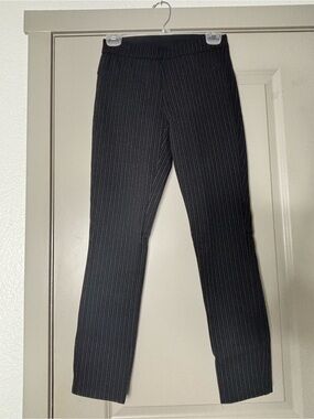 Max Studio Black Stretch Pinstripe Trousers